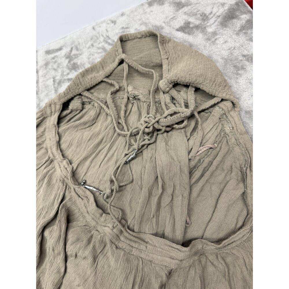 Free People Extratropical Maxi Dress Olive Stone XL Open Back Ruffle Boho - Picture 9 of 11